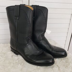 Men's Rancho Black Cowboy Western Boots Size 27.5